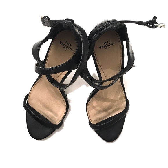 Zara Sandalia Piso Track III Black Heels Size 8 - Picture 3 of 8